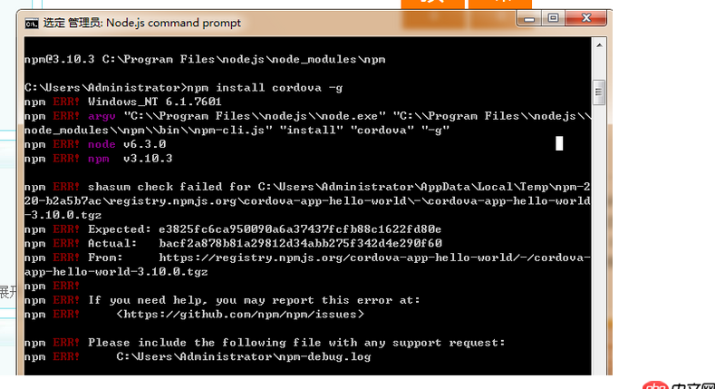 node.js - 安裝cordova時(shí)報(bào)錯(cuò)，怎么解決？