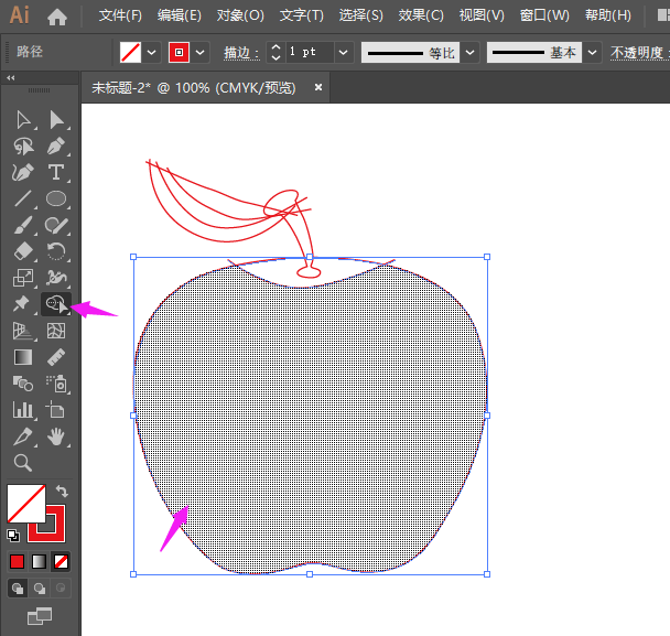 ai怎么畫蘋果水果圖標(biāo)