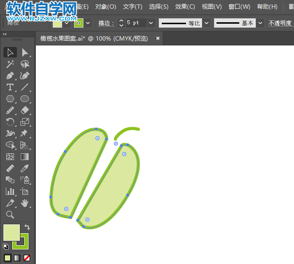 ai怎么繪制楊桃水果圖標(biāo)