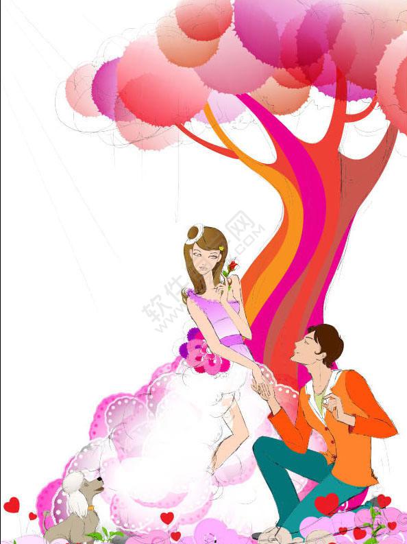 AI怎么繪制愛情插畫教程