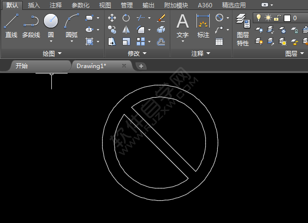 CAD里面怎么畫禁止鳴喇叭圖標