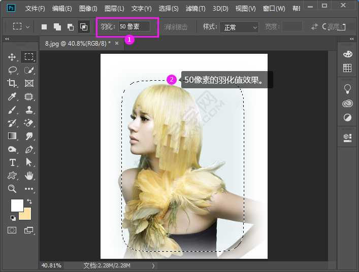 ps設置選區羽化的方法