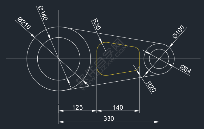 怎么用CAD偏移及圓角工具畫零件圖平面圖