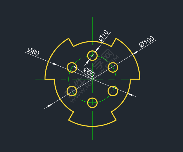 CAD使用修剪與環(huán)形陣列畫圖練習