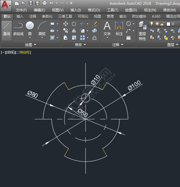 CAD使用修剪與環(huán)形陣列畫圖練習