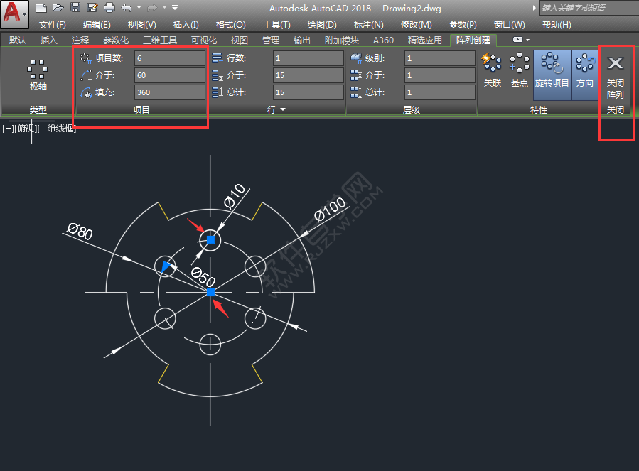 CAD使用修剪與環(huán)形陣列畫圖練習
