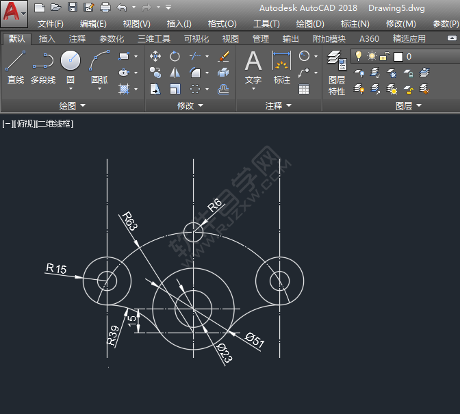 CAD用圓形工具畫圖練習