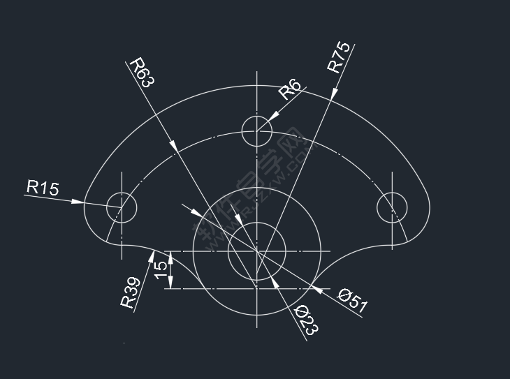 CAD用圓形工具畫圖練習