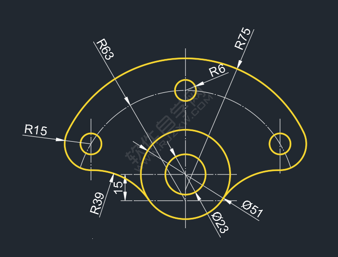 CAD用圓形工具畫圖練習