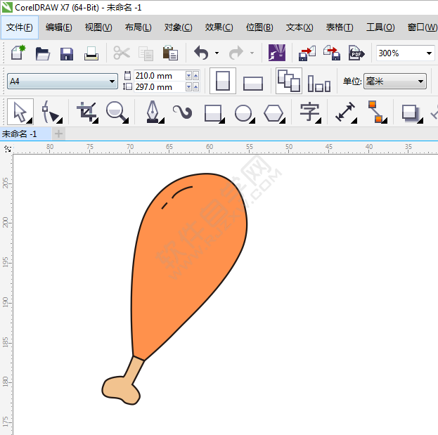 CDR畫一個卡通雞腿