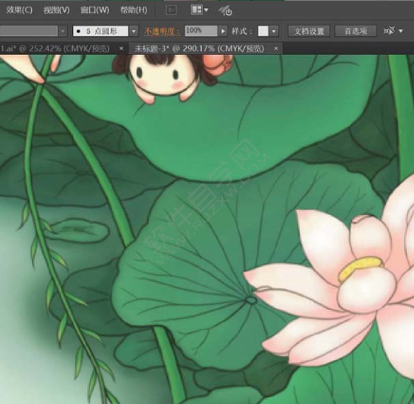 ai怎么設計豎屏的荷塘素材
