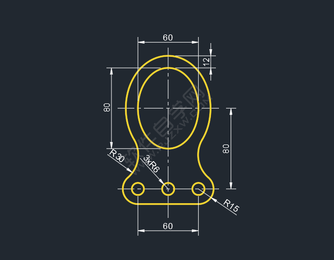 CAD二維練習(xí)題(06)繪制的方法
