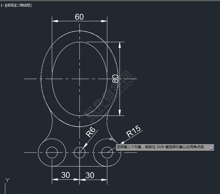 CAD二維練習(xí)題(06)繪制的方法