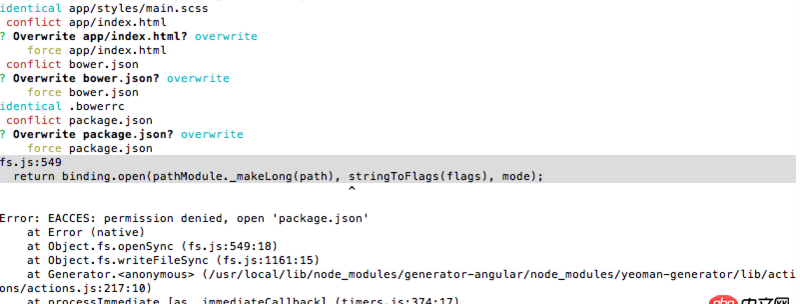 angular.js - 在終端中用yeoman啟用angular-generator報錯，求解？