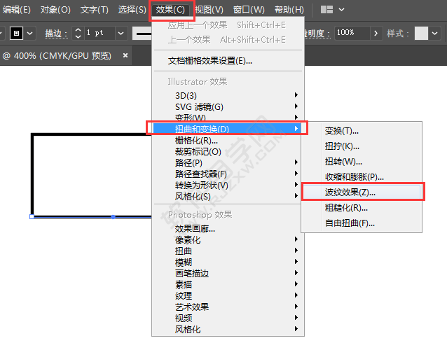 ai畫一邊有波浪線的長(zhǎng)方形