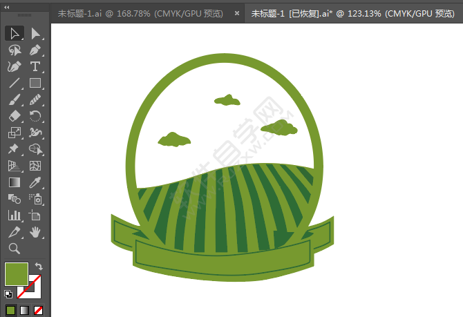 ai繪制圓形彩帶標貼的方法