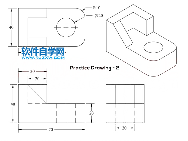 CAD倒角差集實體練習