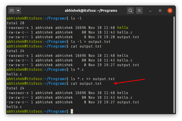Linux 終端中命令輸出保存到文件中的方法