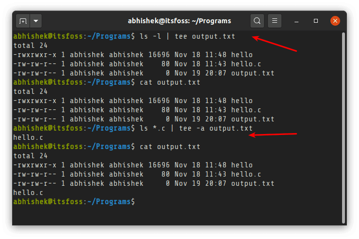 Linux 終端中命令輸出保存到文件中的方法