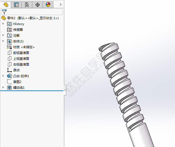 sw如何在圓柱表面畫螺紋