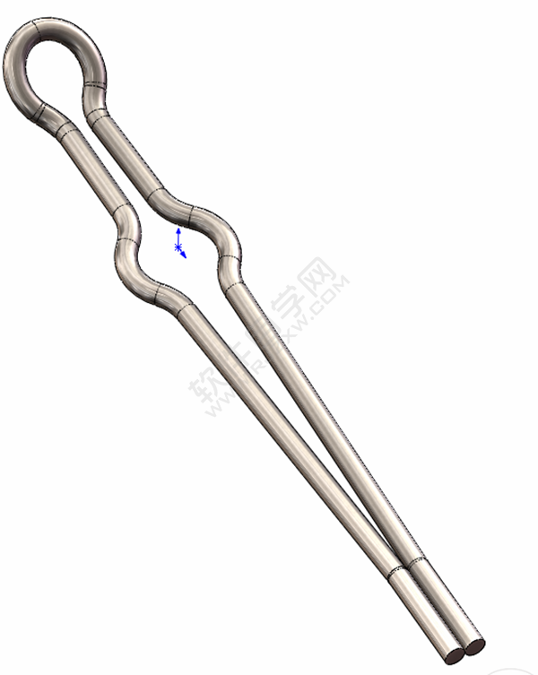 用SolidWorks畫一個夾子，用投影曲線來創建。