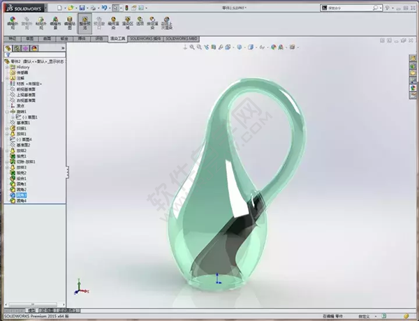 SolidWorks建模練習：用放樣、掃描特征做的克萊因瓶子