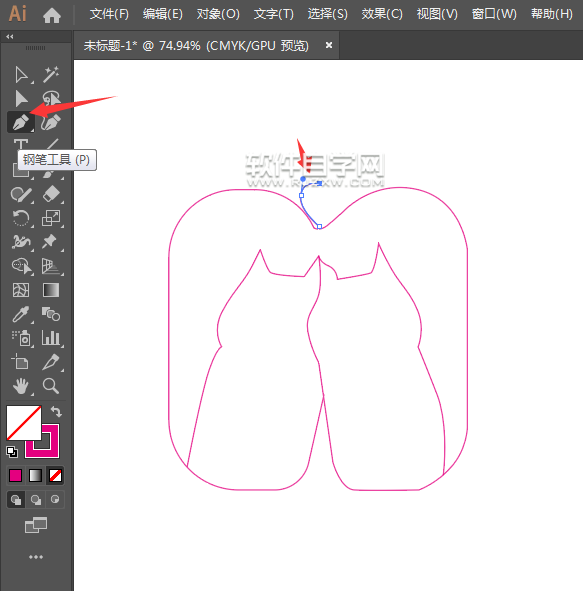 ai怎么畫一對愛心小貓
