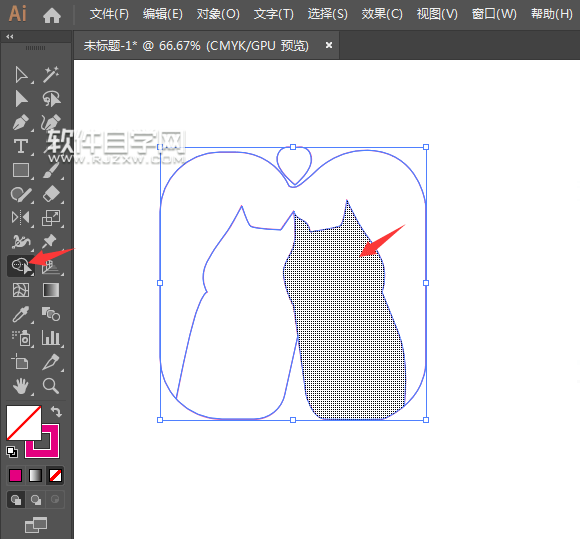 ai怎么畫一對愛心小貓