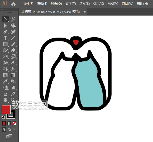 ai怎么畫一對愛心小貓