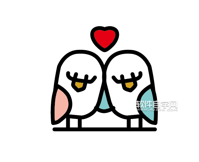 ai怎么畫一對愛心小鳥