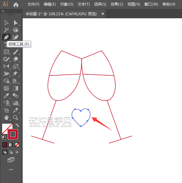 ai怎么畫愛心交杯酒