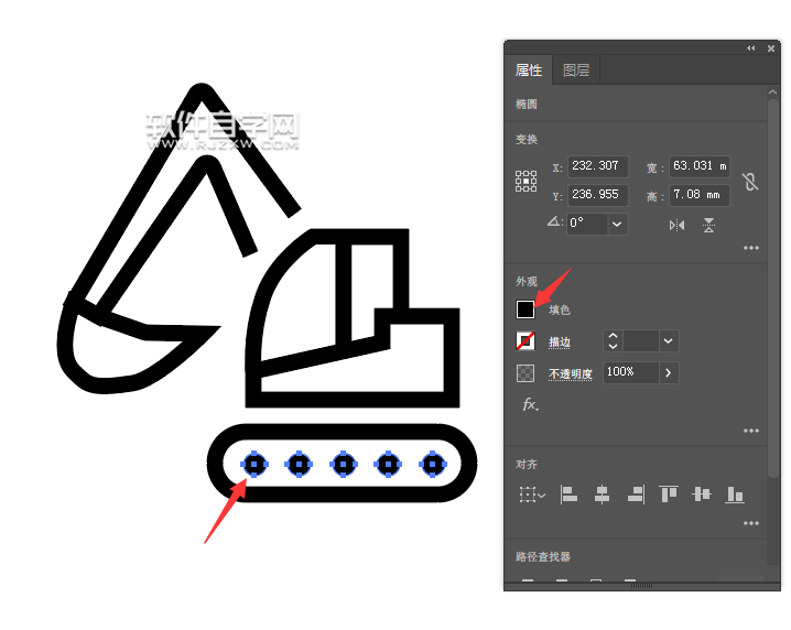 ai怎么畫簡化的挖土機(jī)圖案