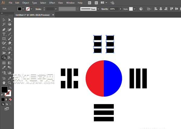 ai怎么畫韓國國旗