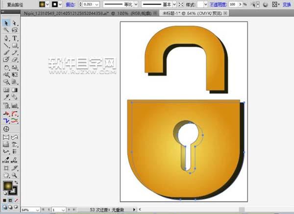 ai怎么繪制小金鎖圖案