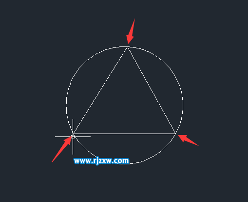 CAD怎么用3點(diǎn)畫圓畫三角形的頂點(diǎn)上