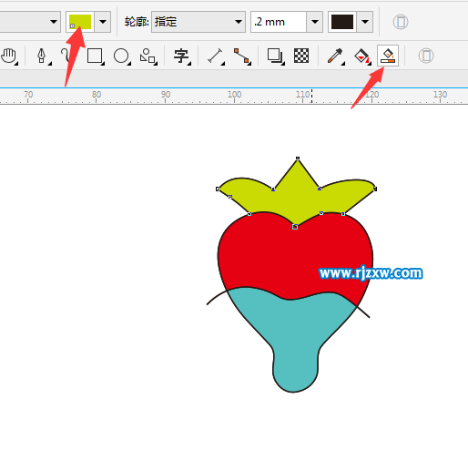 CDR智能填充繪制草莓簡筆畫教程