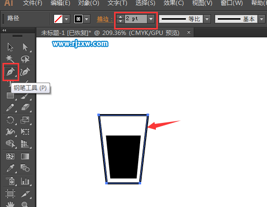 杯子吸管簡筆畫怎么用AI畫出來
