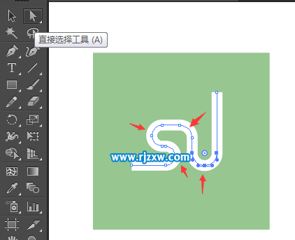 AI鋼筆工具倒圓角設計SJ標志