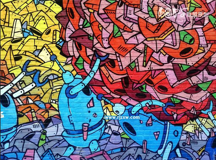 PS設(shè)計人物照片涂鴉墻效果