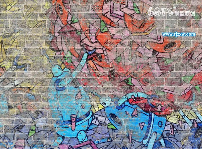 PS設(shè)計人物照片涂鴉墻效果