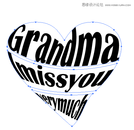 ai文字封套扭曲 制作心形英文字體