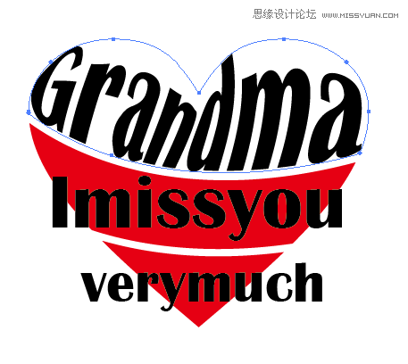 ai文字封套扭曲 制作心形英文字體