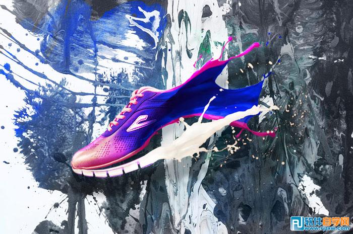 photoshop噴濺效果的運動鞋