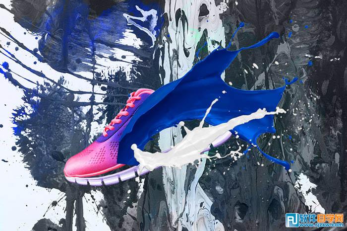 photoshop噴濺效果的運動鞋