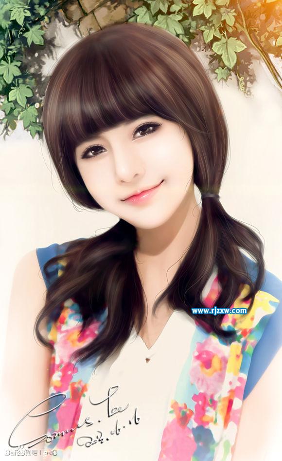 PS把美女照轉為仿手繪效果圖