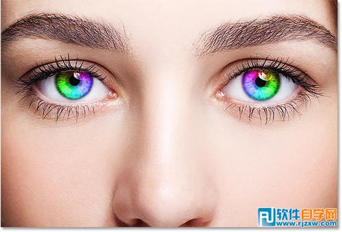Photoshop給美女眼睛添加彩虹美瞳