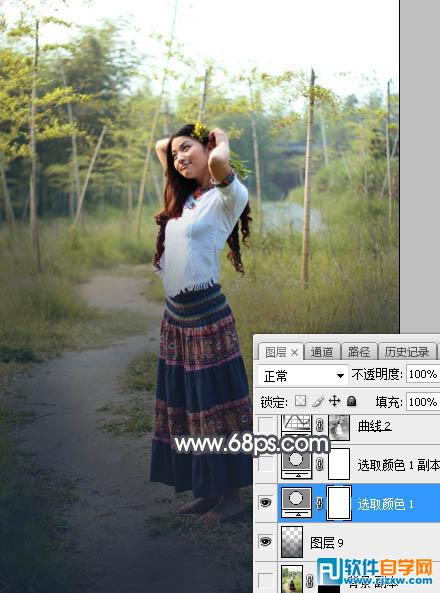 photoshop人物美化加上漂亮的霞光