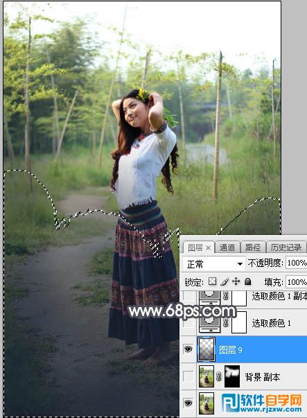 photoshop人物美化加上漂亮的霞光