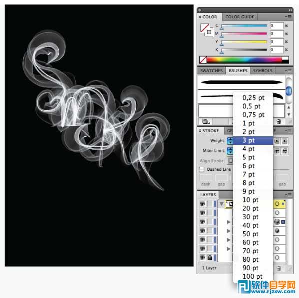 Illustrator CS6用煙霧筆刷設(shè)計(jì)白色煙霧