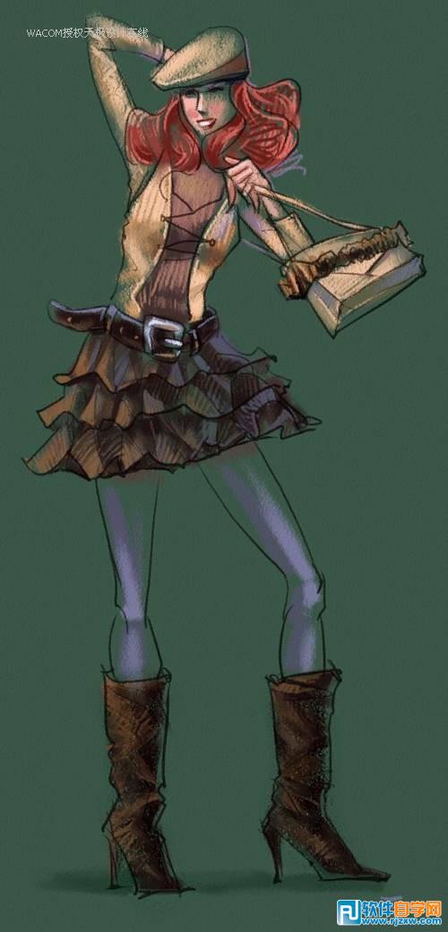 教你用Painter手繪粉筆畫風格時裝圖